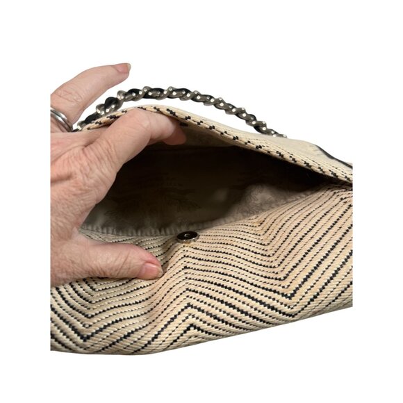 My Flat In London Shoulder Bag, Ivory Chevron Chain Strap and Black Bow Detail - Picture 7 of 10